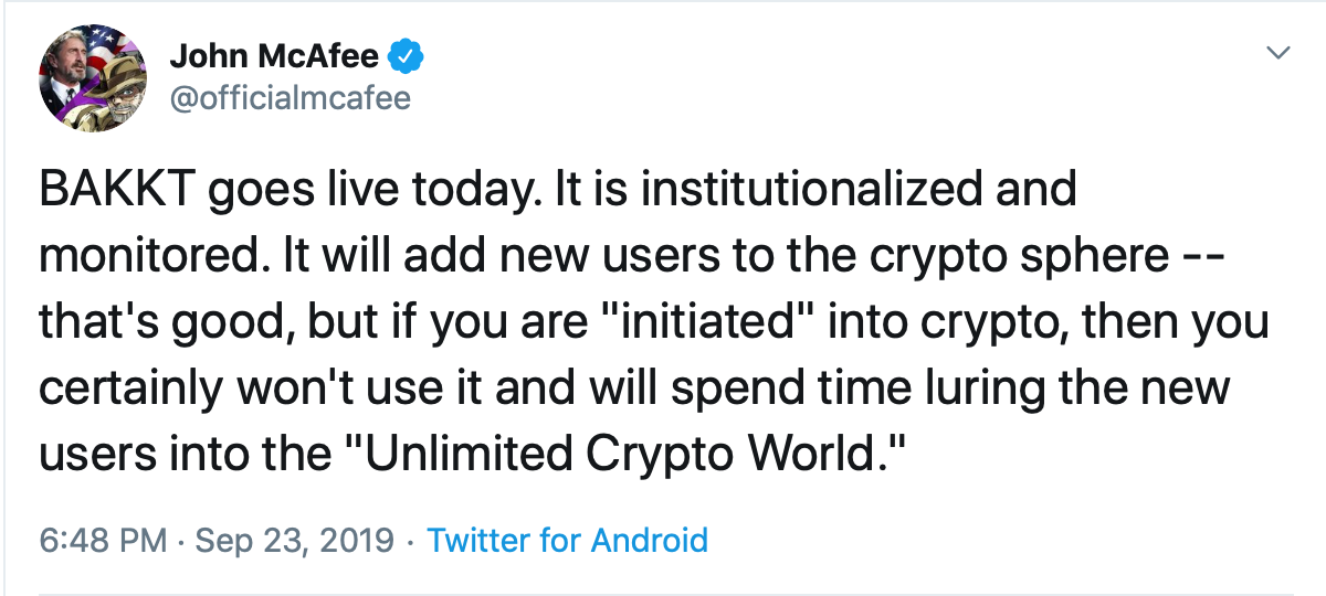 McAfee Hints Institutional Money Won’t Bring Bitcoin Revolution