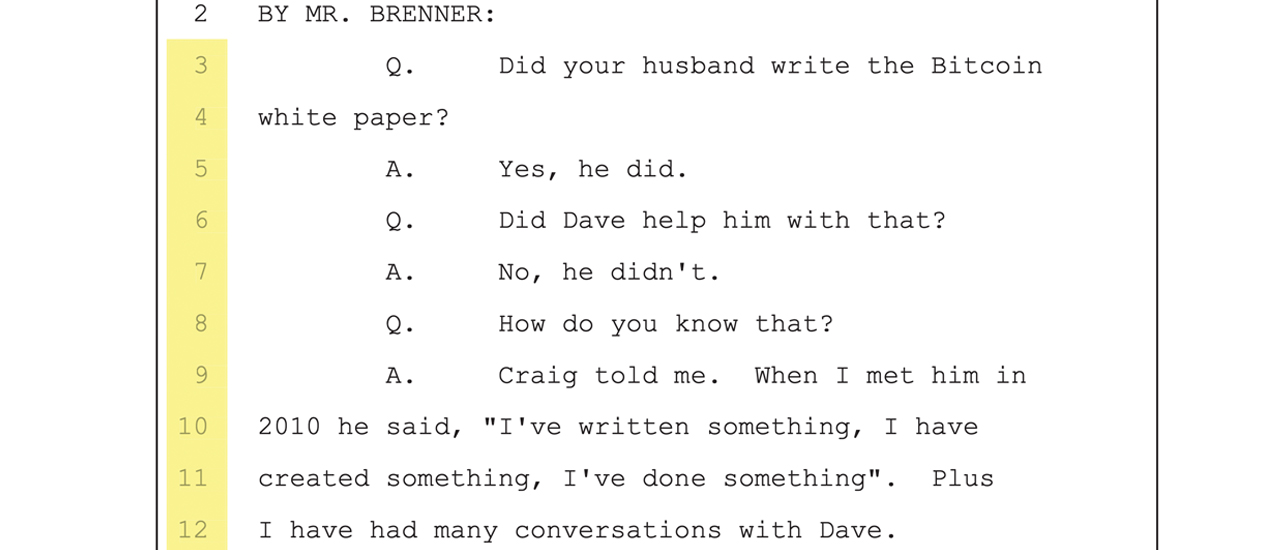 Deposition of Craig Wright's Wife Shows Little Understanding of Bitcoin Private Keys